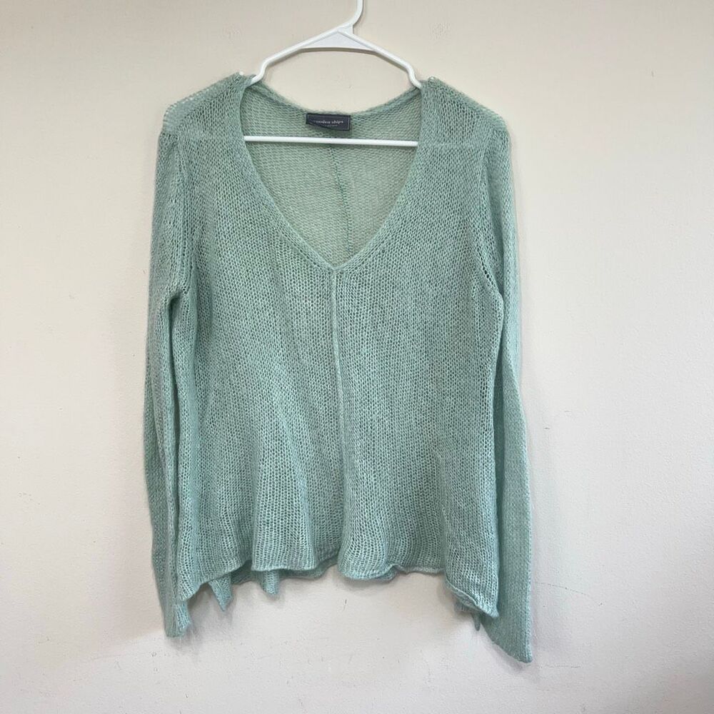 Wooden Ships Green Knit Pullover Sweater Wool Mohair Blend XS Women